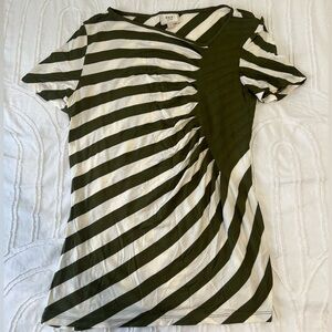 Stylish Green and White Striped Top